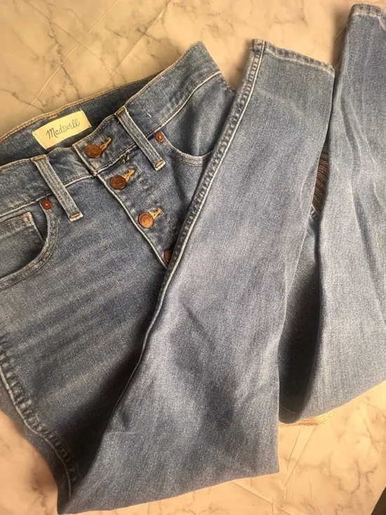 Madewell 10" High Rise Skinny 28P Button Fly Perfect Everyday Skinny Medium Blue - Picture 9 of 10
